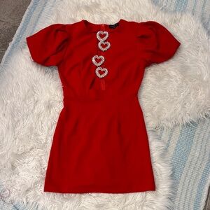 Women’s Cherley Red Dress with Rhinestone Heart Accents